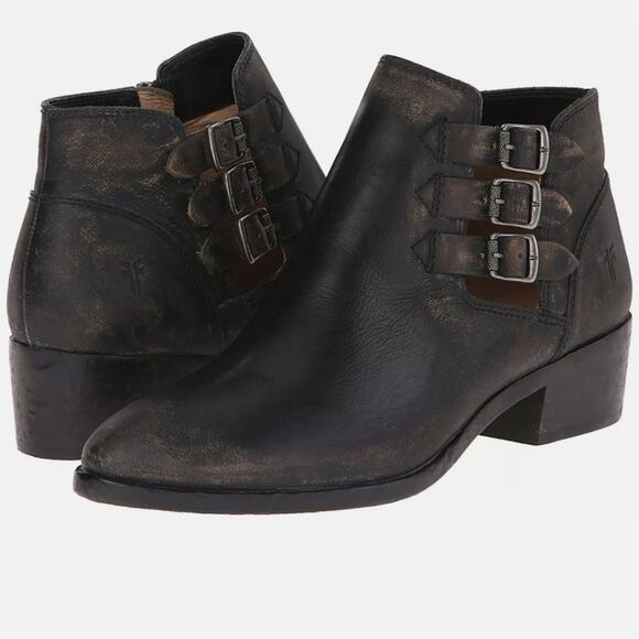 Frye | Ankle Boots Leather 7.5 Black Ray Belted - Picture 2 of 4
